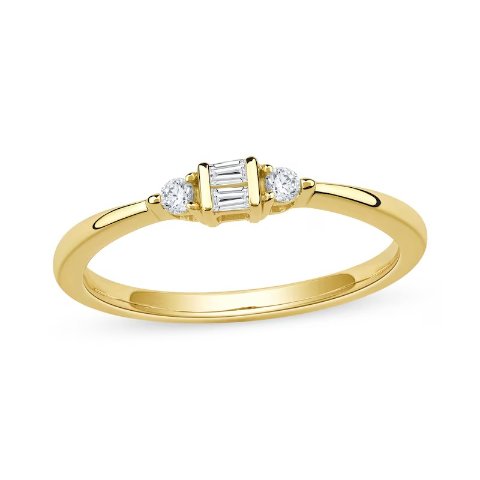 10K Gold Three Stone Lab-Grown Diamond Ring 1/10 CT
