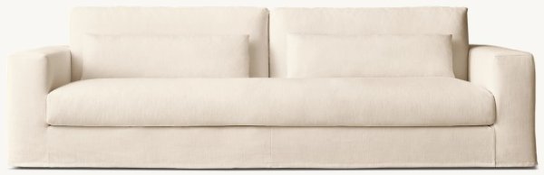 RH Lugano Slipcovered Bench-Cushion Sofa Made in Italy