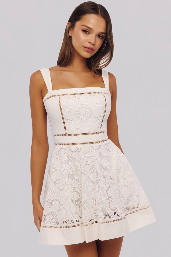 House of CB Ava White Cotton Broderie Anglaise Mini Sundress