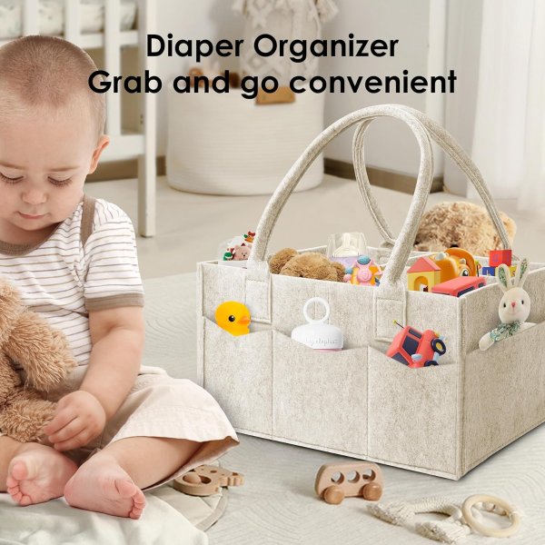 HIPHOP PANDA Diaper Caddy Organizer 2-Pack Grey