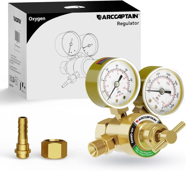 ARCCAPTAIN Oxygen Regulator Gauge 0-4000PSI 9/16"-18 Outlet