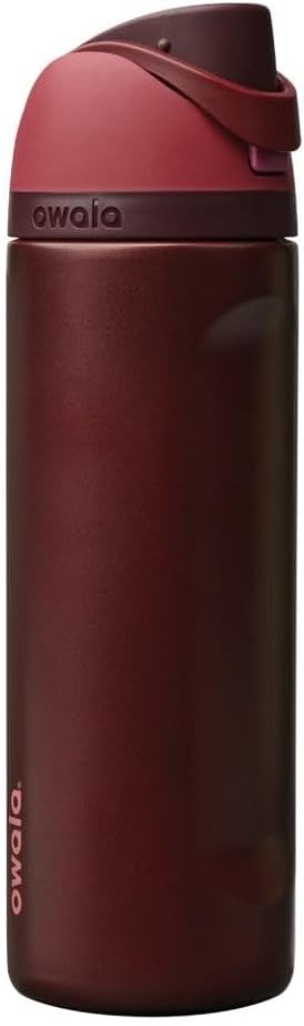 Owala FreeSip Stainless Steel Water Bottle with Straw 24oz Black Cherry
