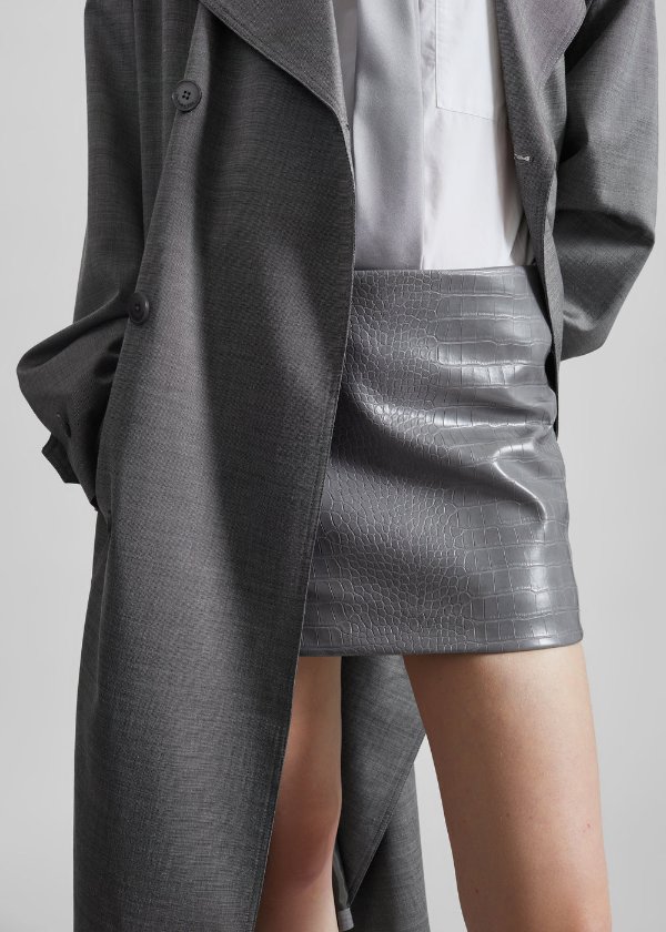 Leona Croc Faux Leather Mini Skirt