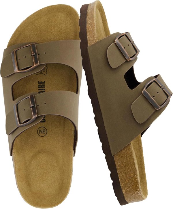 CUSHIONAIRE Lane Cork Sandals for Women Genuine Suede Footbed