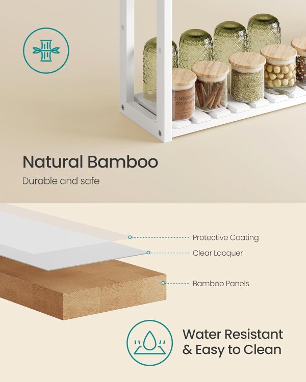 Bamboo Bathroom Shelf UBCB13W Cloud White 3-Tier