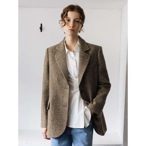 AND YOUTak Classic Tailored Wool Blazer Brown