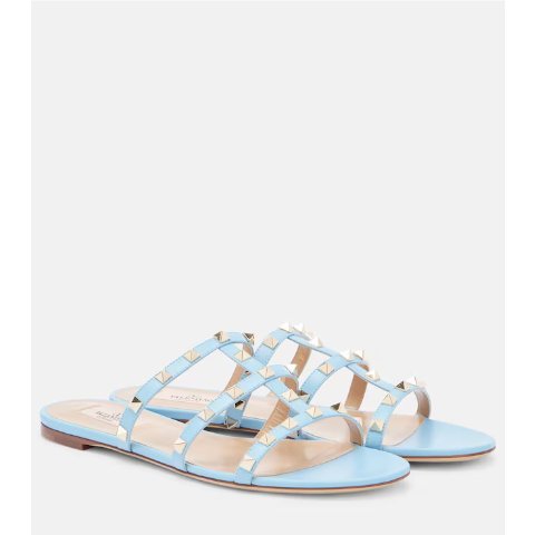 Rockstud 皮革凉鞋