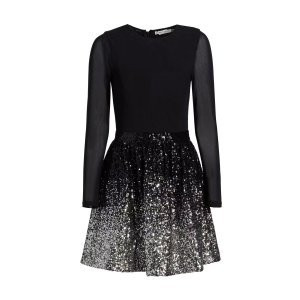 Alice + Olivia 亚麻混纺亮片短裙连衣裙