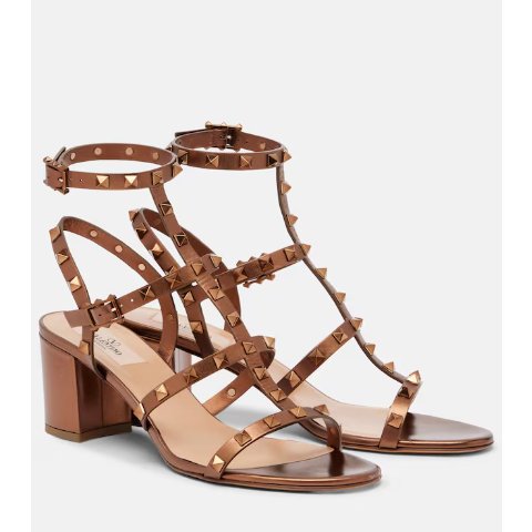 Rockstud 皮革凉鞋
