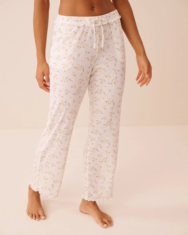 La Vie en Rose Floral Print Ruffle Hem Pajama Pants