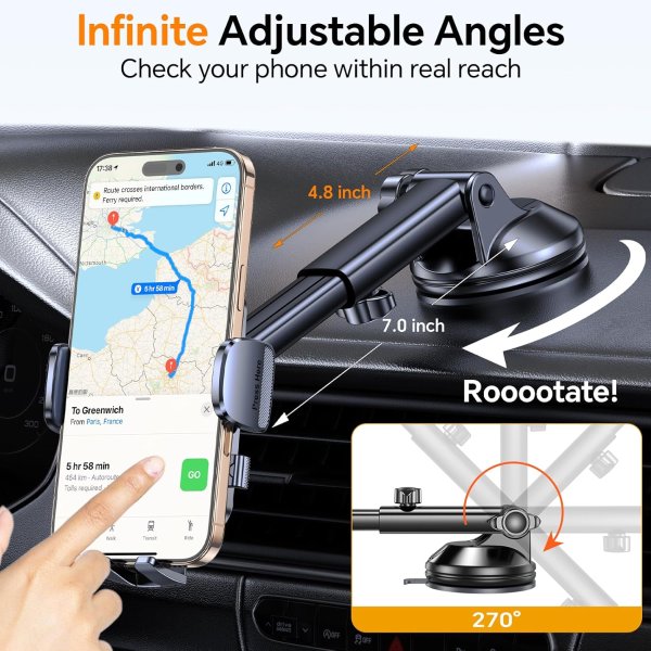 Coolpow Car Phone Holder 360° Rotation Suction Cup Mount