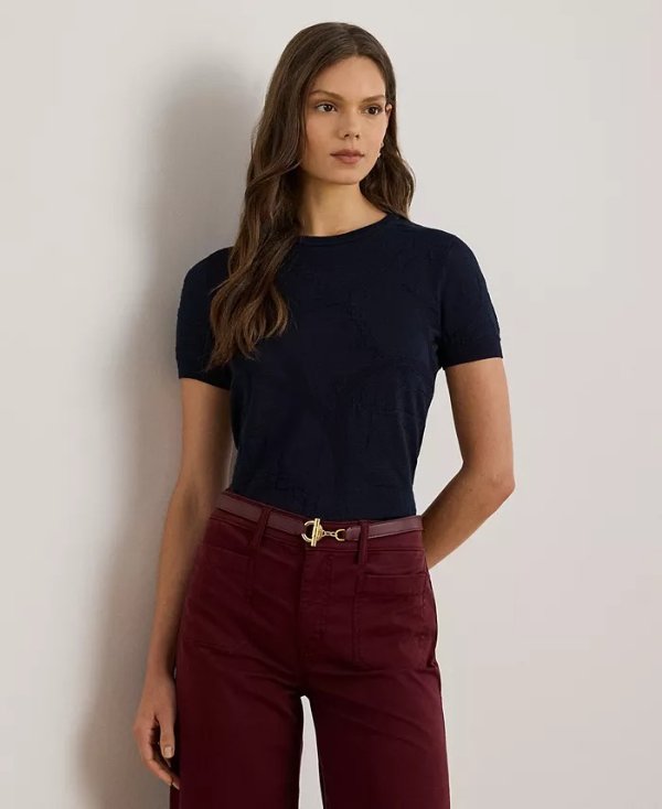 Lauren Ralph Lauren Short Sleeve Textured Sweater