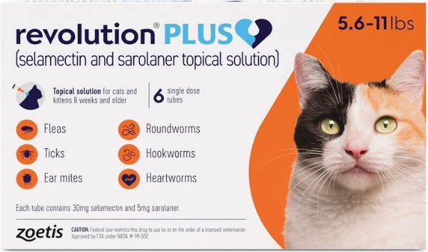 PLUS Topical Solution for Cats, 5.6-11 lbs, (Orange Box), 6 Doses (6-mos. supply) - Chewy.com