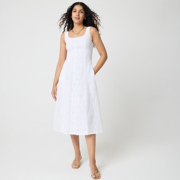 Factory Eyelet Embroidered Midi Dress Women