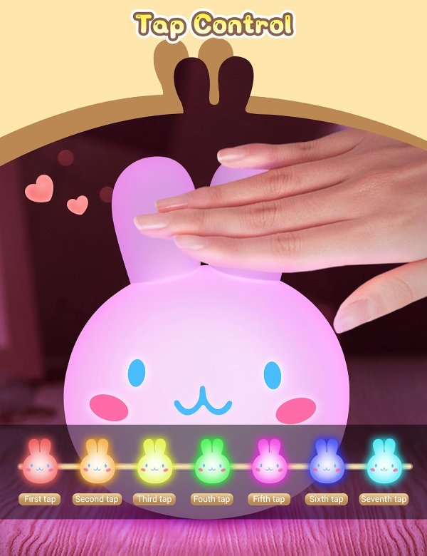 LOHAS LED LOHAS Bunny Night Light 7 Colors Rechargeable