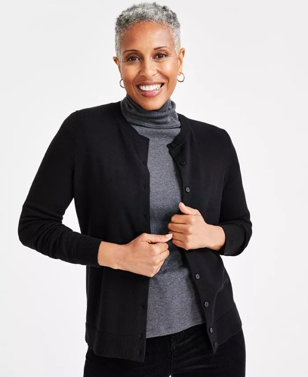 Petite Crewneck Cardigan Women