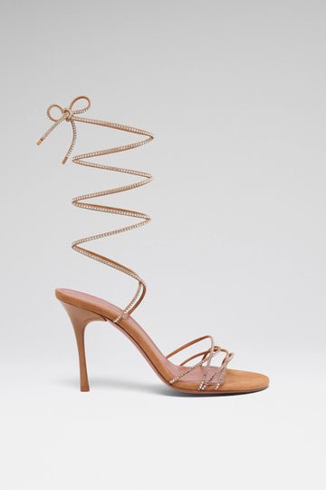 AMINA MUADDI Lori Crystal Lace Up Sandals 95mm Heel
