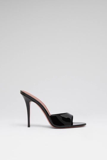 Amina Muaddi Elodie 105mm Stiletto Slipper Black Patent