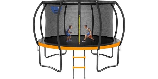 Kiivakii 12FT Round Trampoline with Basketball Hoop