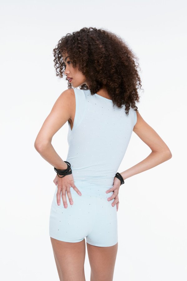 Miaou Lucia Top Baby Blue Rhinestone