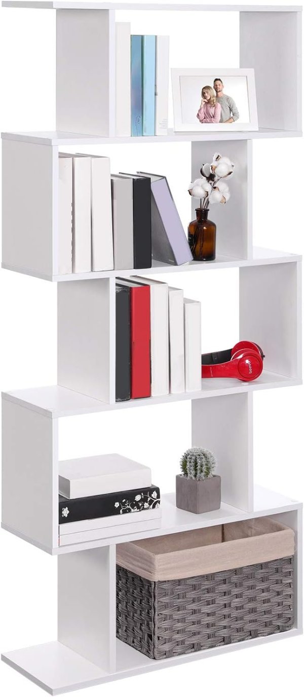 5-Tier Wooden Bookshelf White