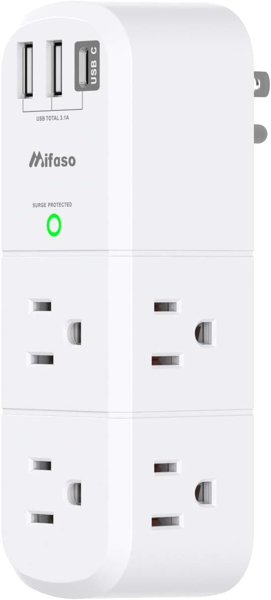 Mifaso Outlet Extender Rotating Plug 6 Outlets 3 USB