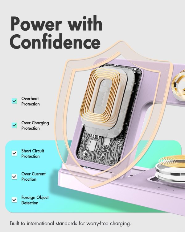 GETPALS Wireless Charger Stand 3 in 1 Light Violet