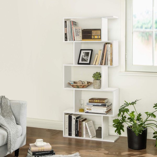 5-Tier Wooden Bookshelf White
