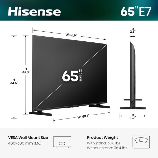 Hisense 65E7SF 65-Inch Mini-LED 4K Smart Fire TV
