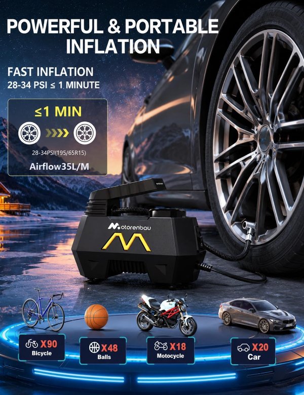 Motorenbau 便携式充气泵 12V 数显 9.84英尺线