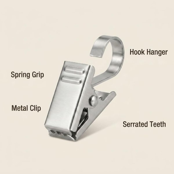 BIHRTC Stainless Steel Curtain Clips 50 Pack