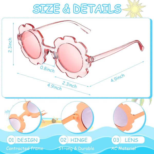 Kids Flower Sunglasses 3 Pack Colorful