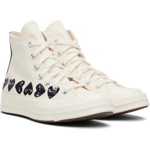 Comme des Garcons Play Converse Multi Heart Sneakers Beige
