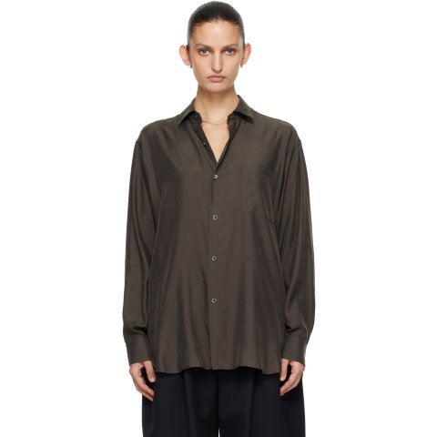 ssstein Brown Cupro Twill Oversized LS Shirt