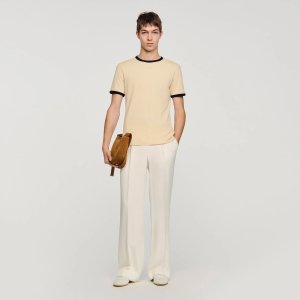 SandroParis Two-tone Patch T-shirt Sand Men