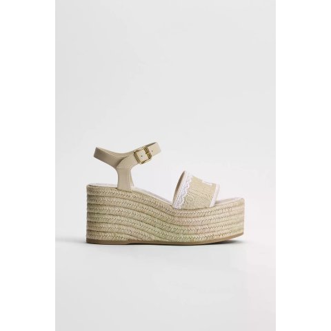 Dentelle Wedge Sandal White Lace