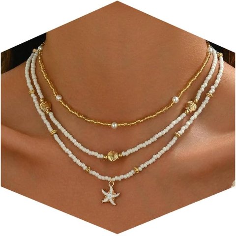 Shell Starfish Necklace 14K Gold Plated