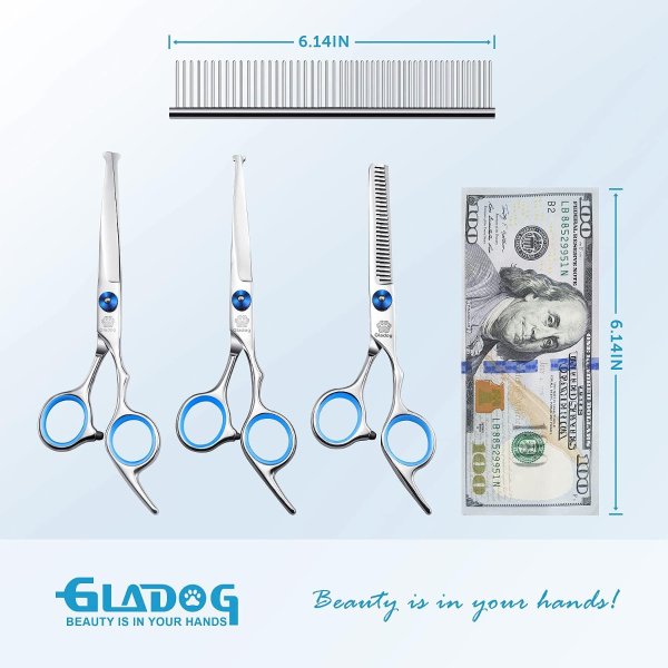 GLADOG 5 in 1 Pet Grooming Scissors Set