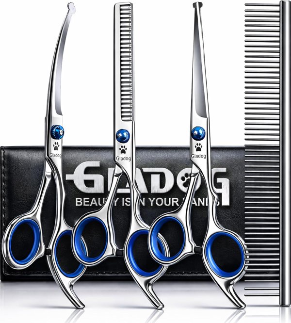 GLADOG 5 in 1 Pet Grooming Scissors Set