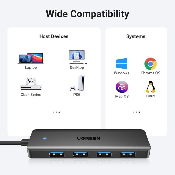 UGREEN USB 3.0四口集线器 超薄0.5英尺