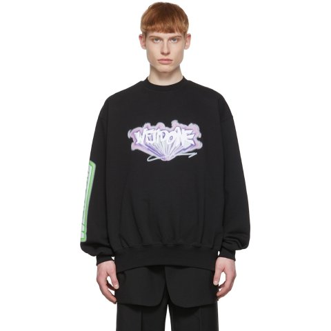 We11done Black Cotton Sweatshirt