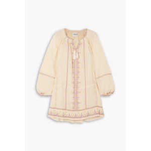 Parsley Embroidered Cotton-Gauze Dress