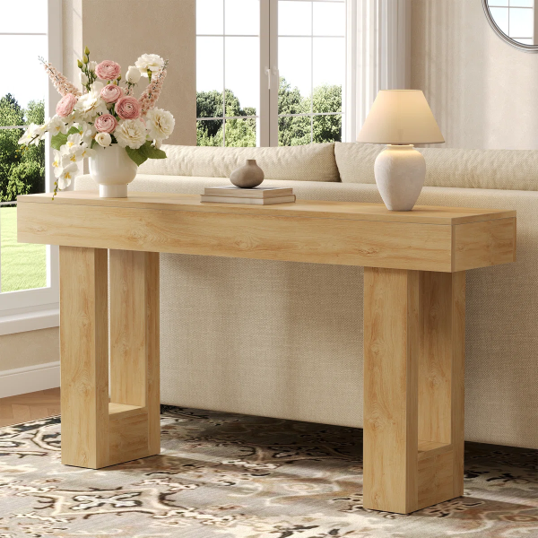 Farmhouse 63-Inch Console Table with U-Shaped Legs