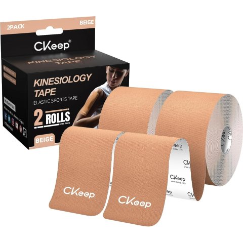 CKeep Kinesiology Tape Cotton 2 Rolls 2in x 16ft Beige