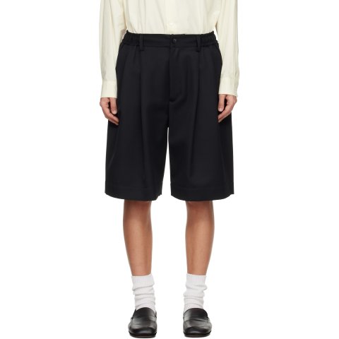 ssstein Black Wool Wide Easy Shorts