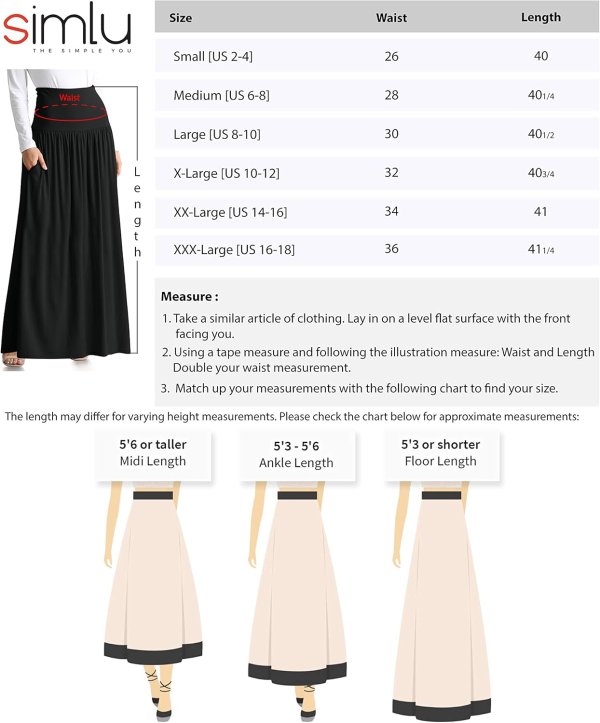 Women's High Waisted Maxi Skirt Ankle Length