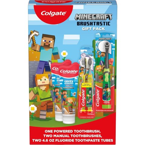 Colgate满$40立减$10儿童电动牙刷牙膏套装 Minecraft款