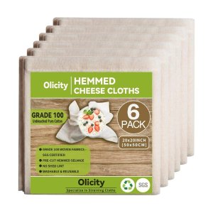 Olicity Cheese Cloth Grade 100 20x20 Inch 6 Pack