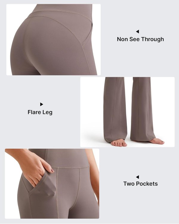 G4Free BareFeel High Waisted Flare Yoga Pants for Women 31 Inch