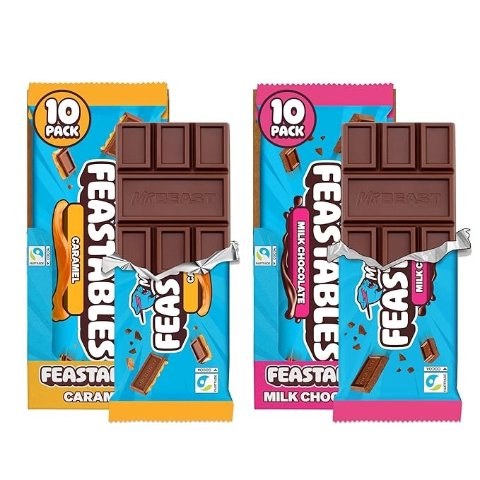  Feastables Caramel & Milk Chocolate Bars 20 Count